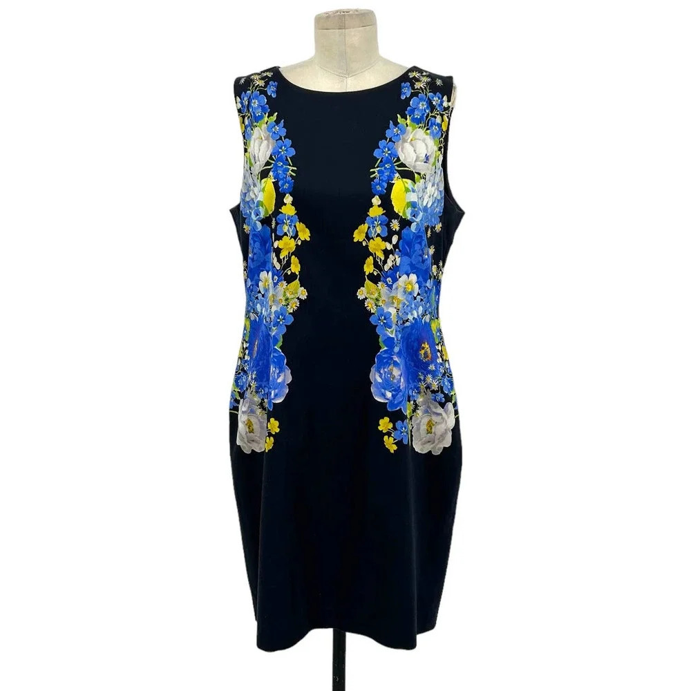 Hobbs London Fiona Sheath Dress Blue Navy Floral Print Size‎ US 12